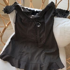 Wild Honey Black Striped Off Shoulder Dress